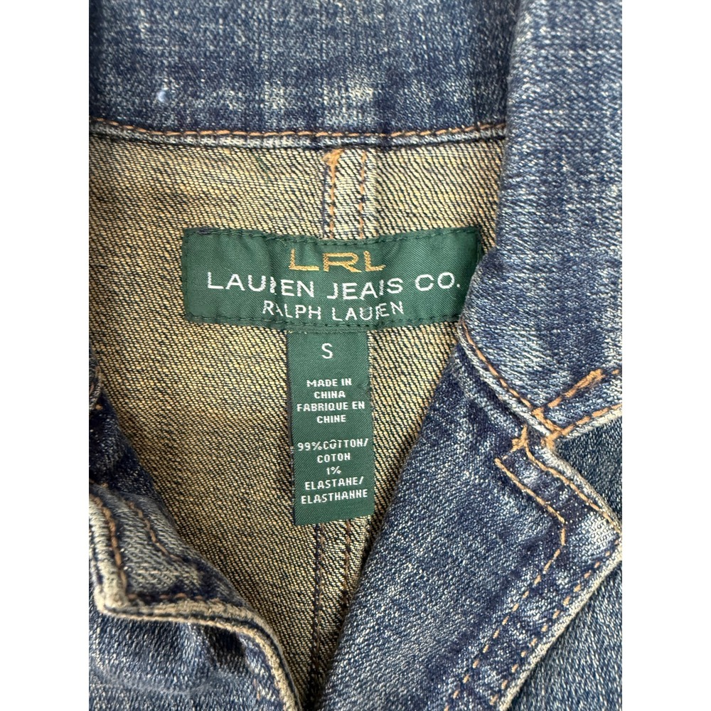 Lauren Ralph Lauren Womens Blue Denim Blazer Jacket Medium Wash Small VINTAGE - Picture 2 of 10